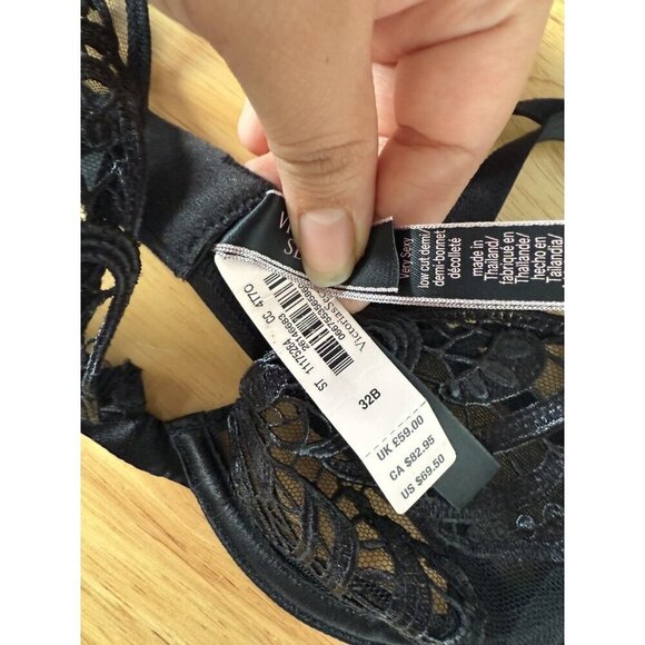 Victoria's Secret Butterfly Luxe Lingerie Sheer Demi Bra Wired Black Sexy NWT - Picture 9 of 9